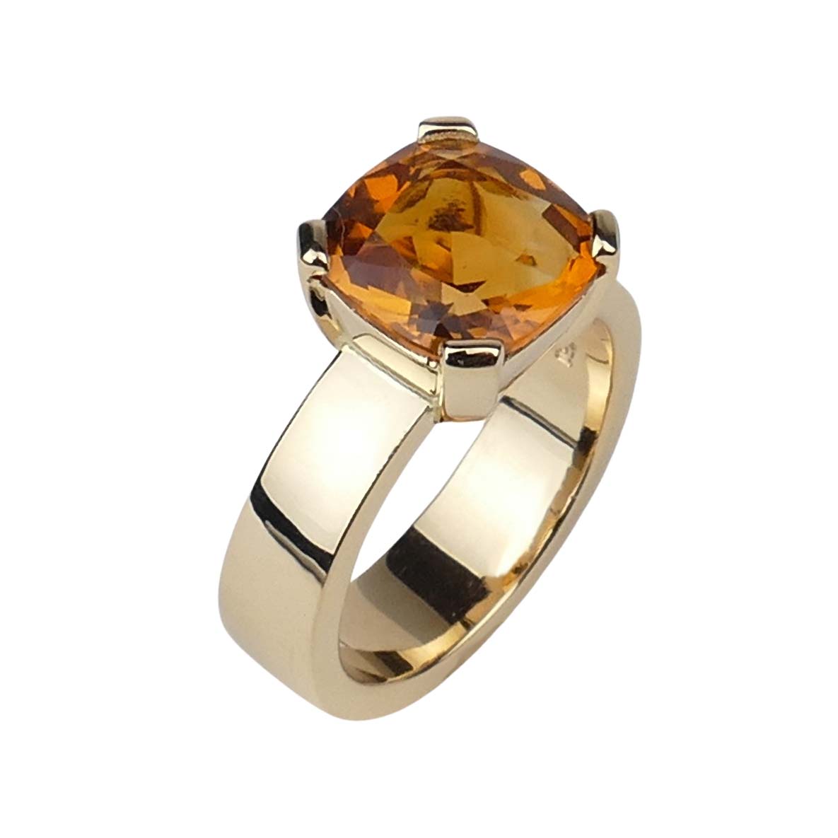 Citrinring Gelbgold 750/000 Handarbeit