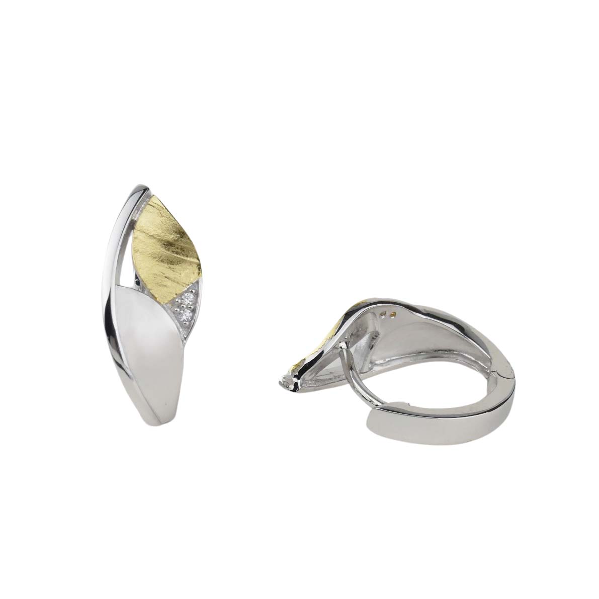 34156 Creolen aus Sterlingsilber in Bicoloroptik mit Zirkonia