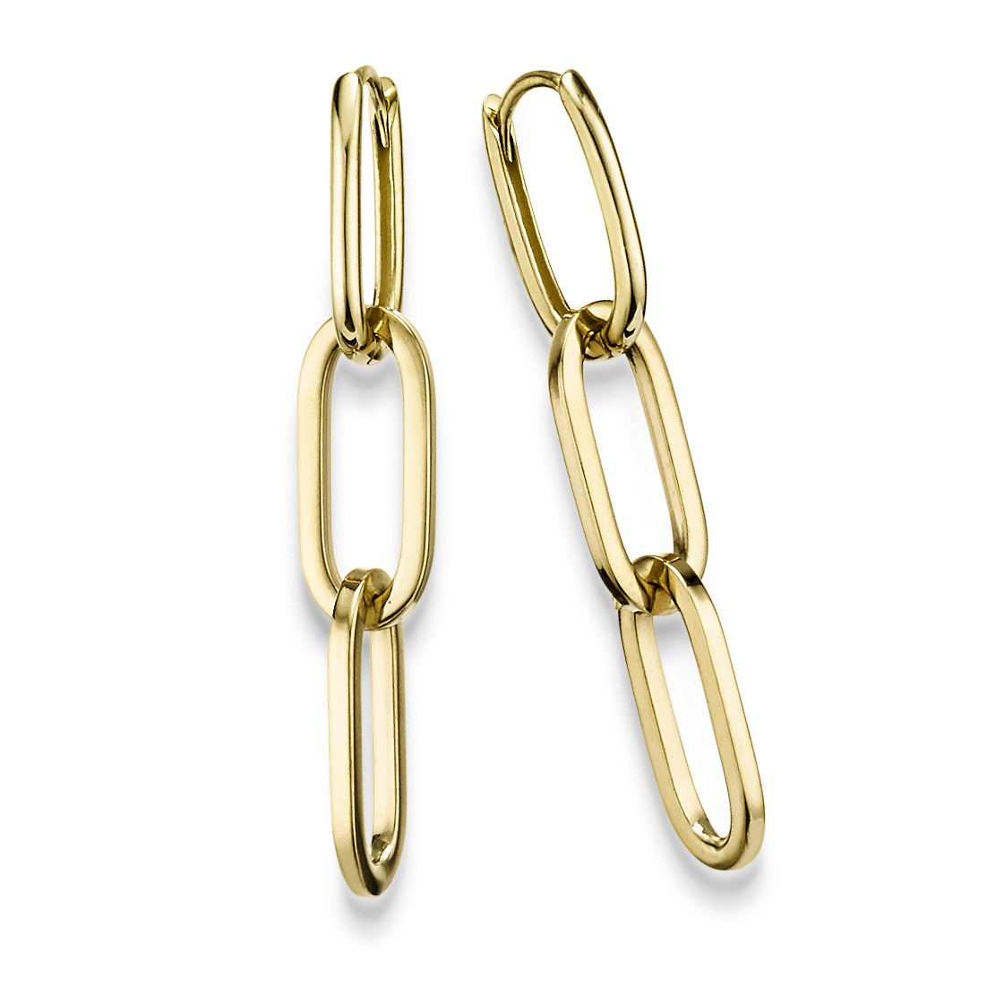 34099 Paperclip-Creolen Gelbgold 585/000 mit Anhängern