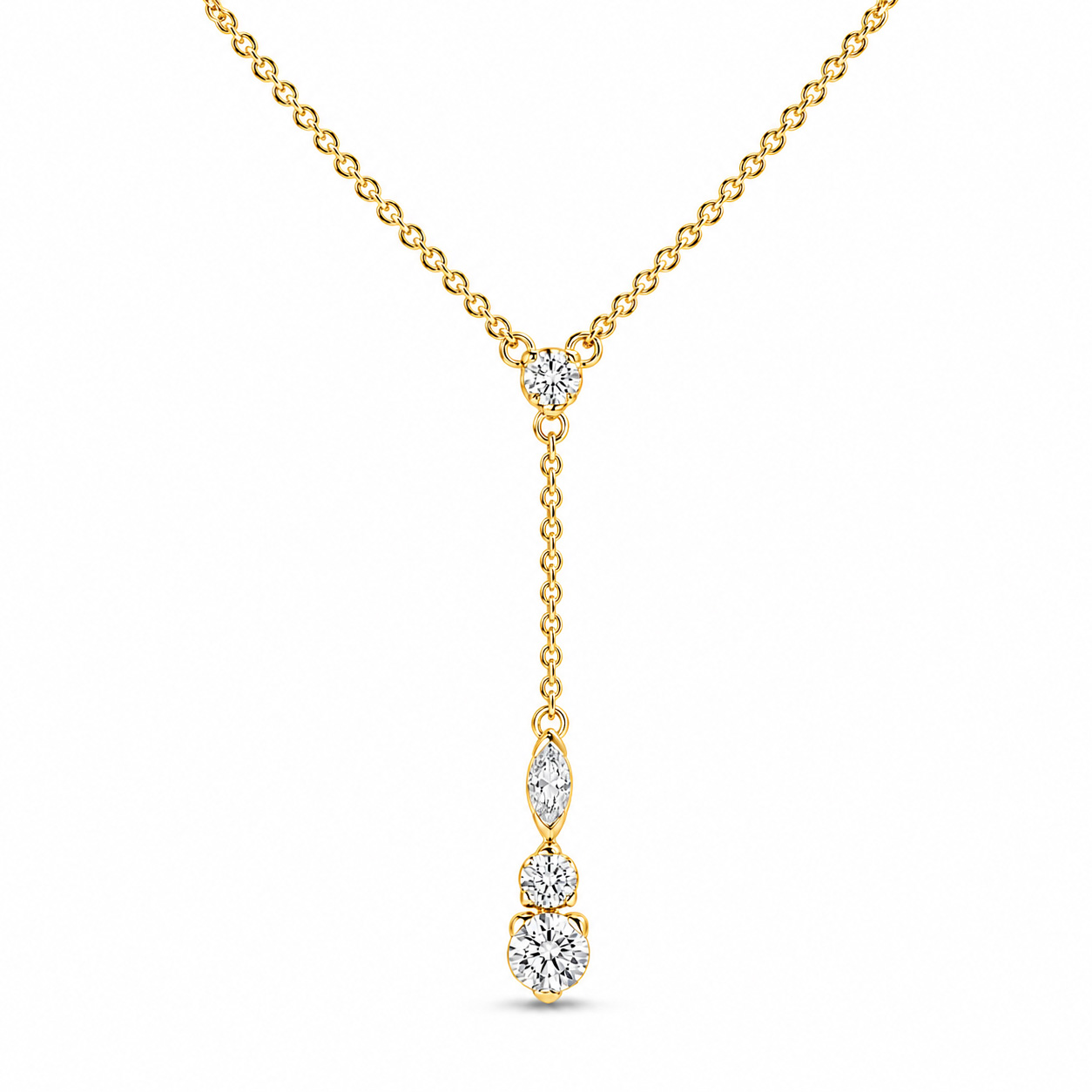 Y-Collier aus vergoldetem Silber mit Zirkonia