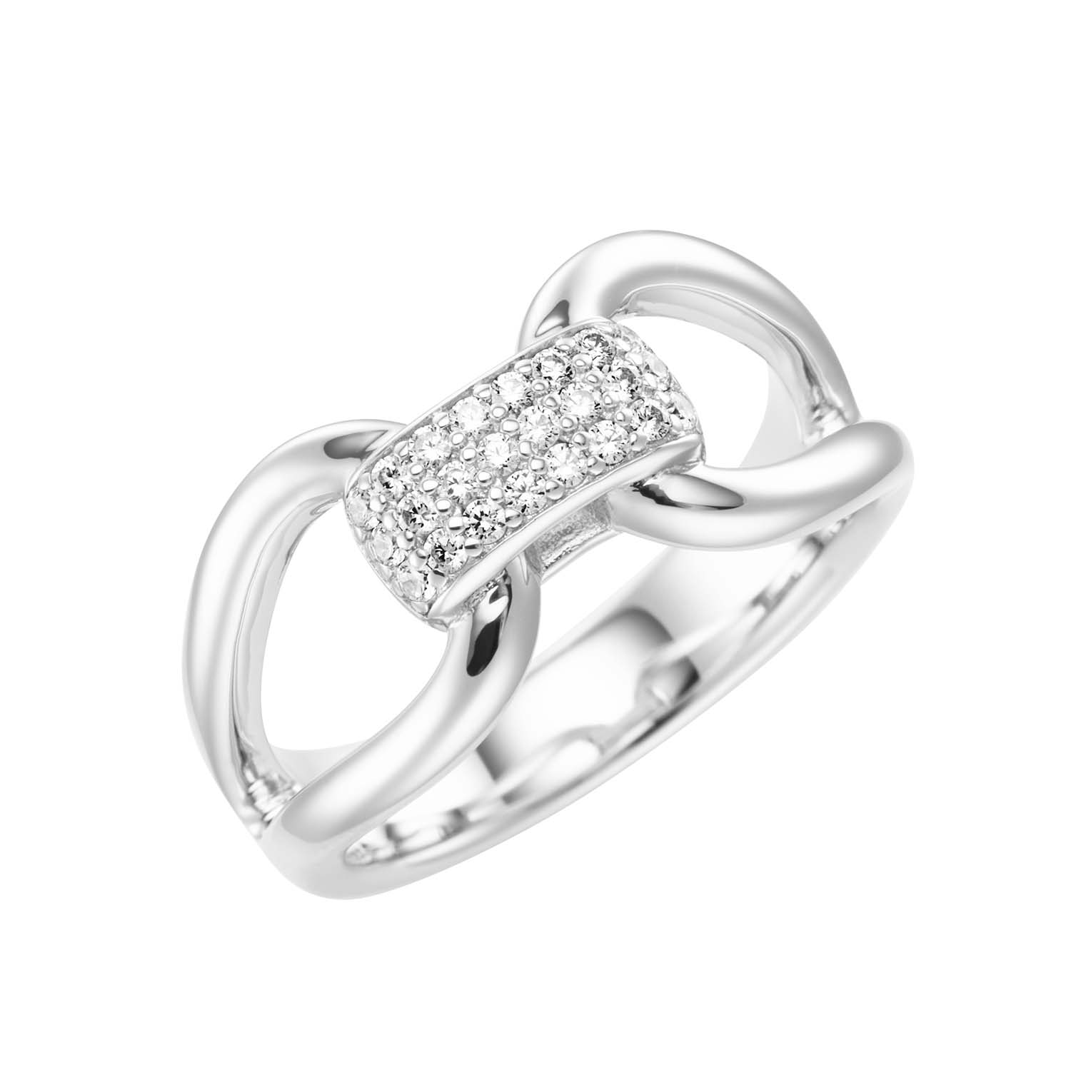 34485 Damenring aus rhodiniertem Sterlingsilber mit Zirkonia