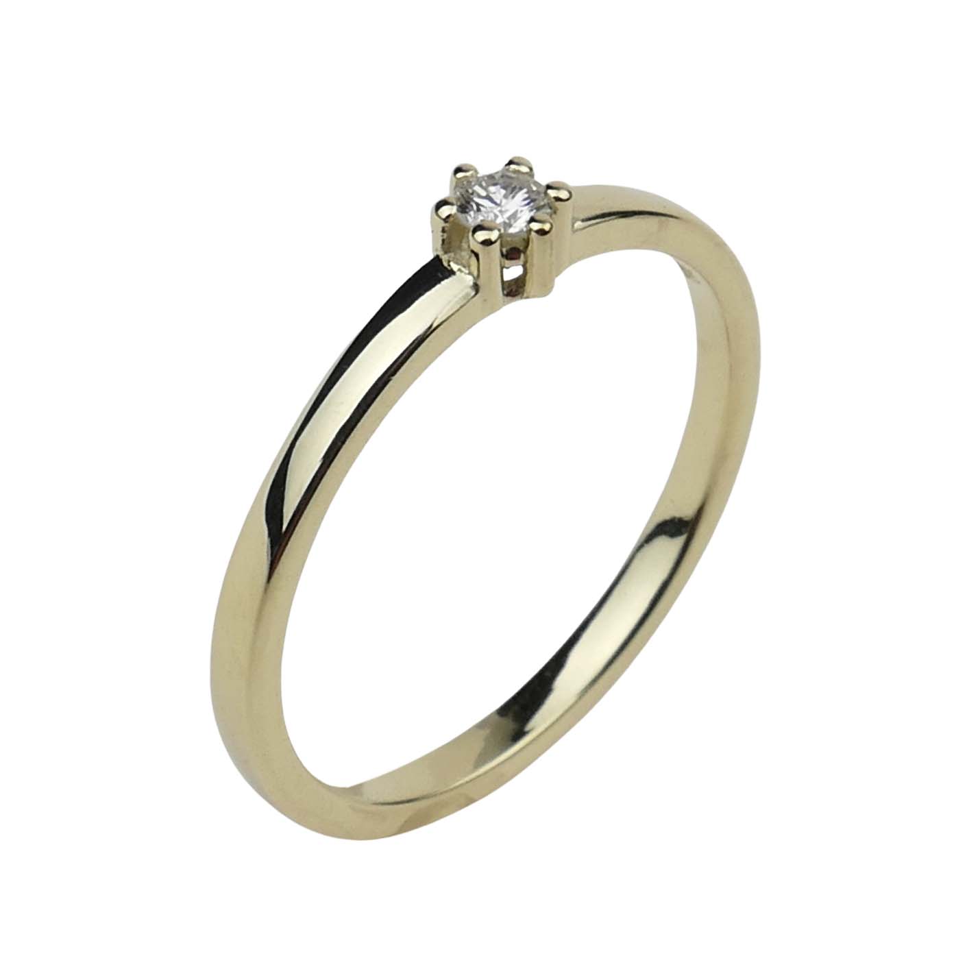 Verlobungsring Gelbgold 585/000 mit Brillant aus unserer Goldschmiede