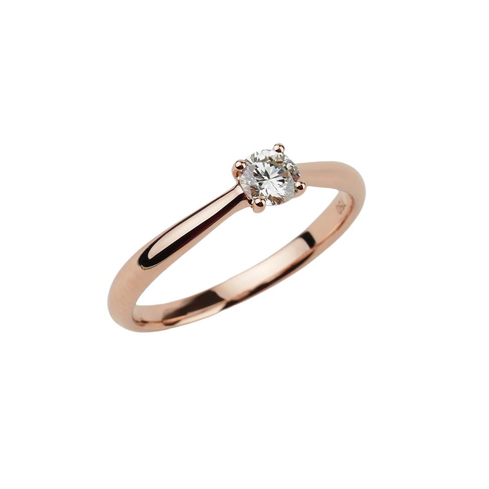 Verlobungsring Roségold 750/000 mit Brillant 0,26 ct.