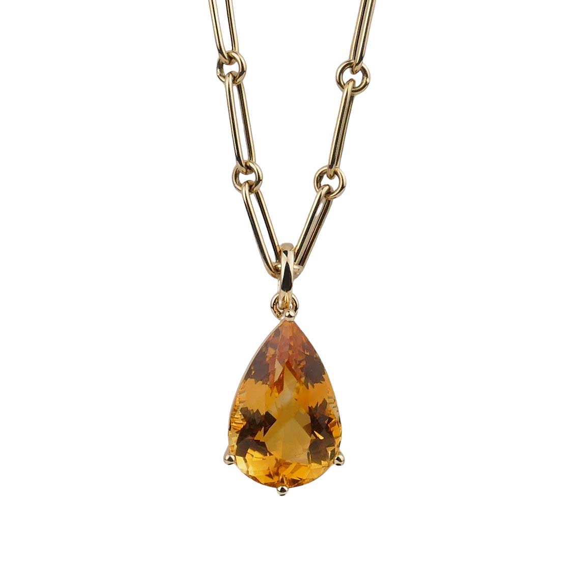 Anhänger mit Palmeira-Citrin in Tropfenform Gelbgold 750/000 handgearbeitet