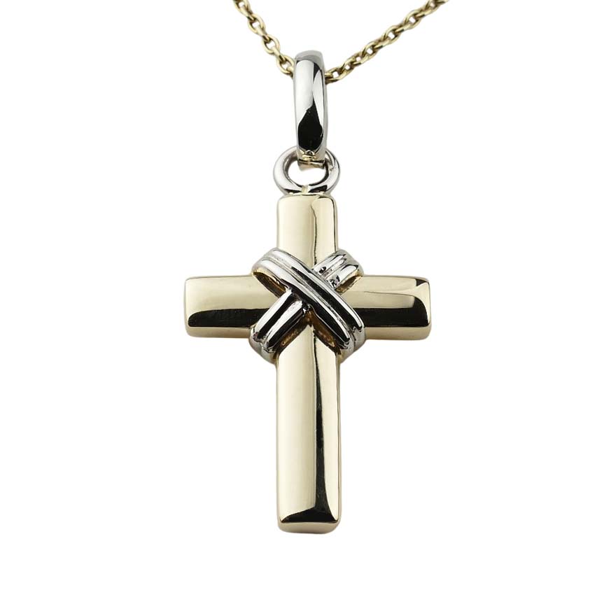 Kreuz Gelbgold und Weißgold 585/000