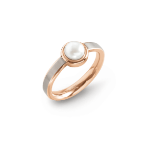 Boccia Ring Titan bicolor rosé mit Perle