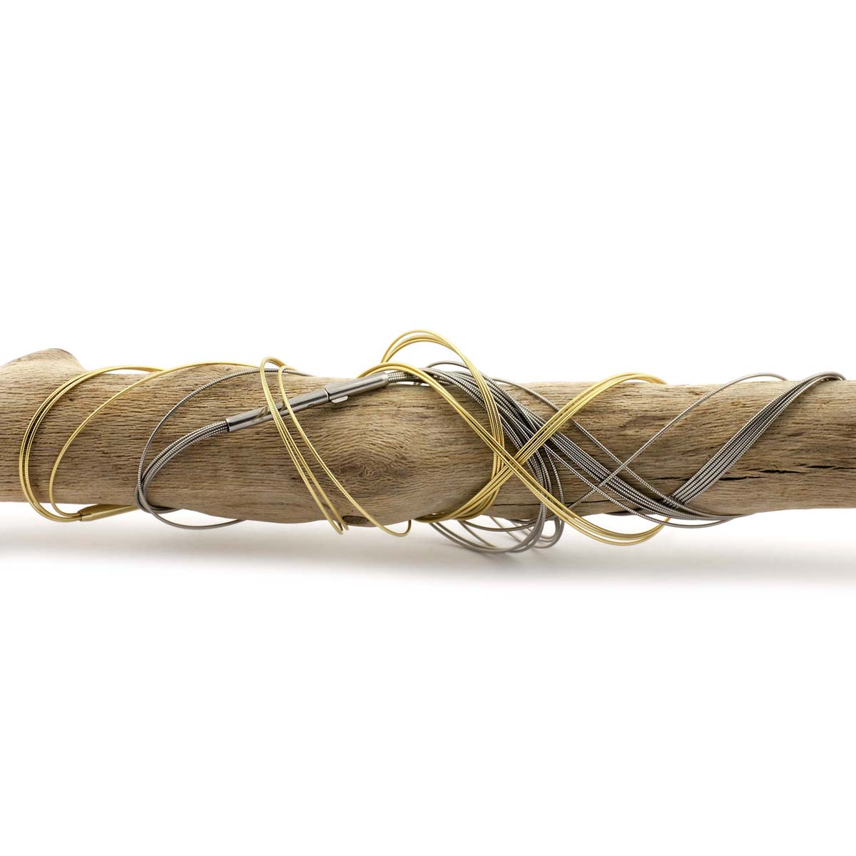 Flexibler Spiral-Halsreif 1,4 mm Edelstahl vergoldet mit Doppelclipschließe