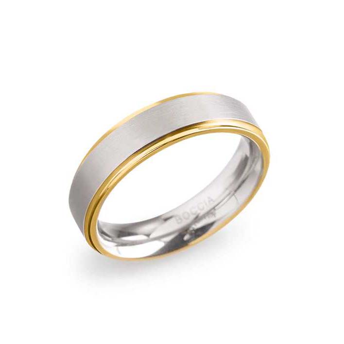 Boccia Titanring teil-goldplattiert unisex