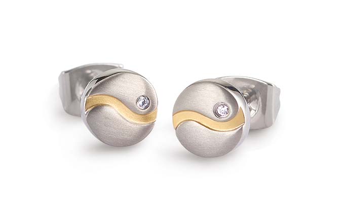 Boccia Diamant-Ohrstecker Titan goldplattiert