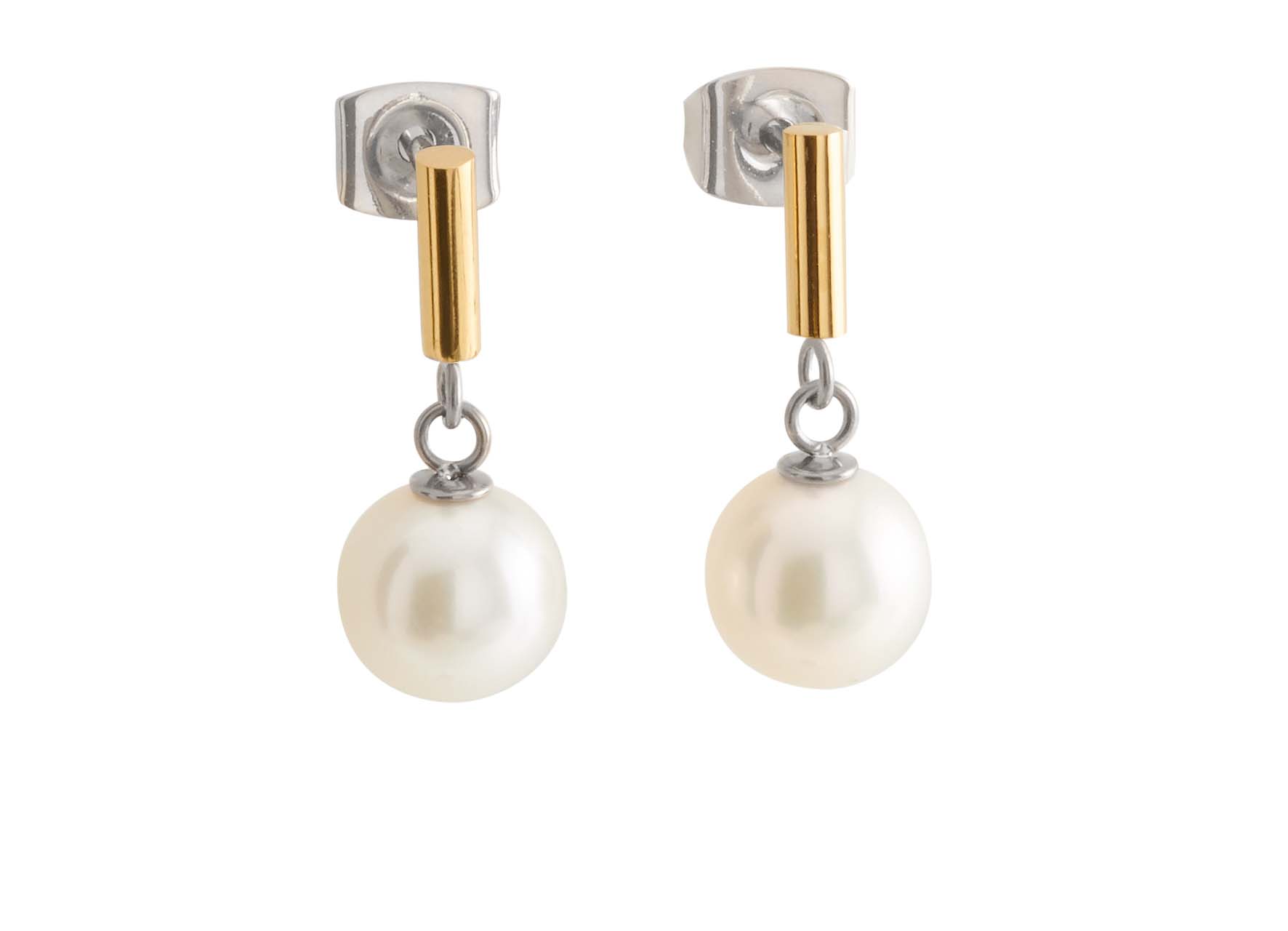05043-02 Nickelfreie Boccia Titanium Ohrhänger Titan goldplattiert mit Perlen