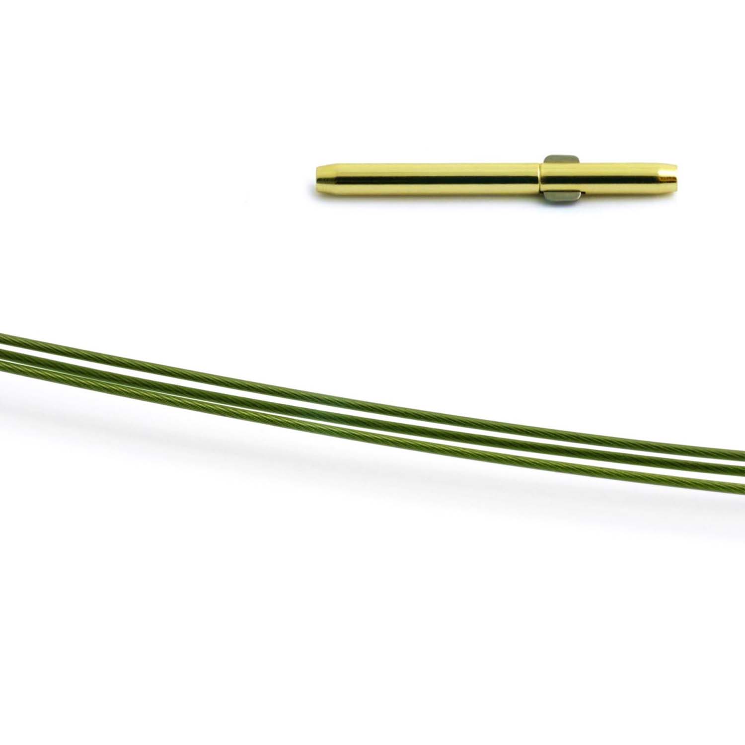 Edelstahl-Halsreif turmalingrün mit Doppelclip-Schließe Gold