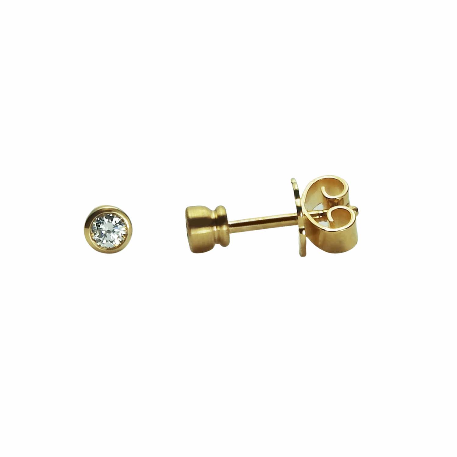 Brillantohrstecker Gelbgold 750/000 matt 0,10 ct.