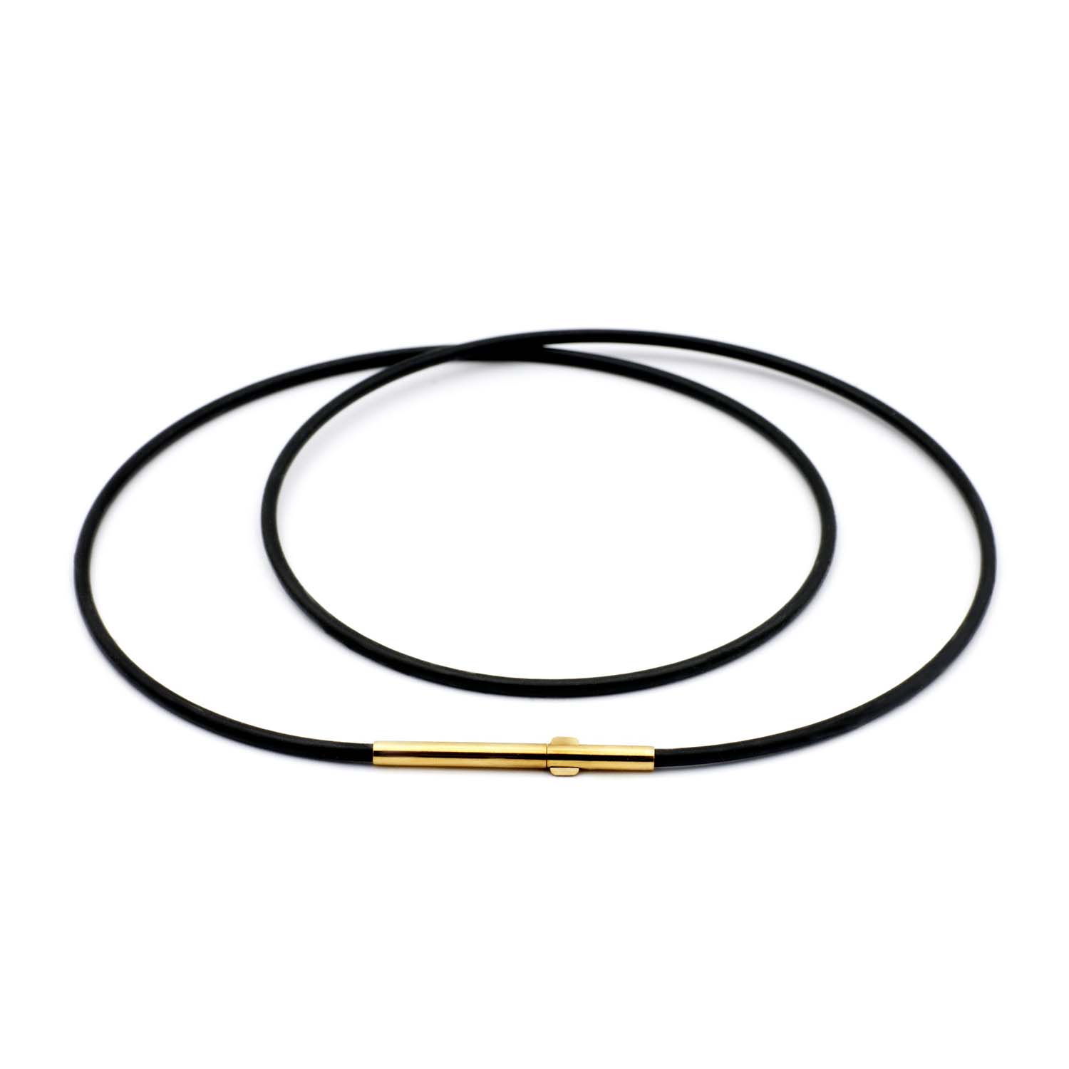 Halsreif Silikon 2 mm mit Doppelclipverschluss Gelbgold 585/000