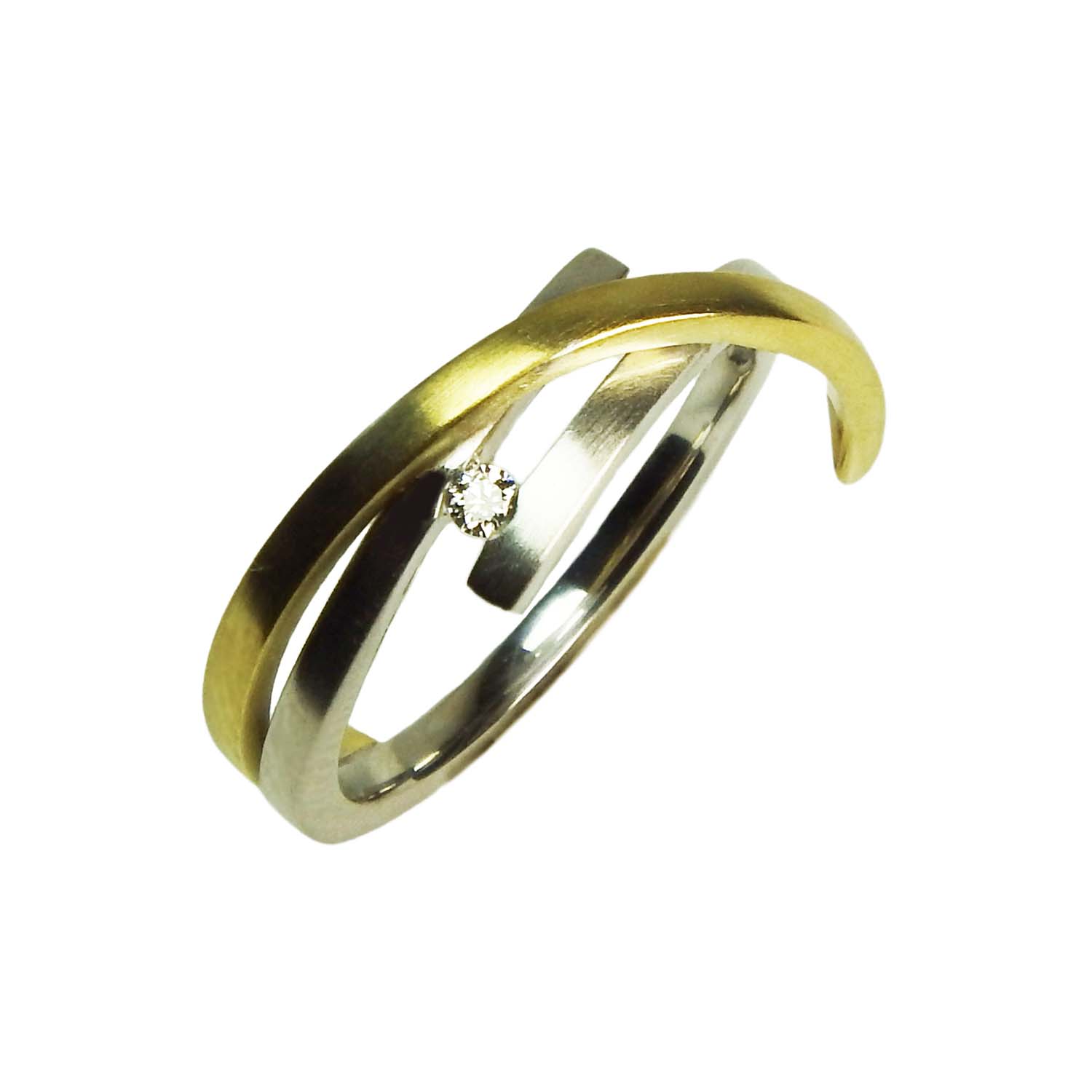 Brillantring Gold bicolor Gelbgold und Weißgold 585/000