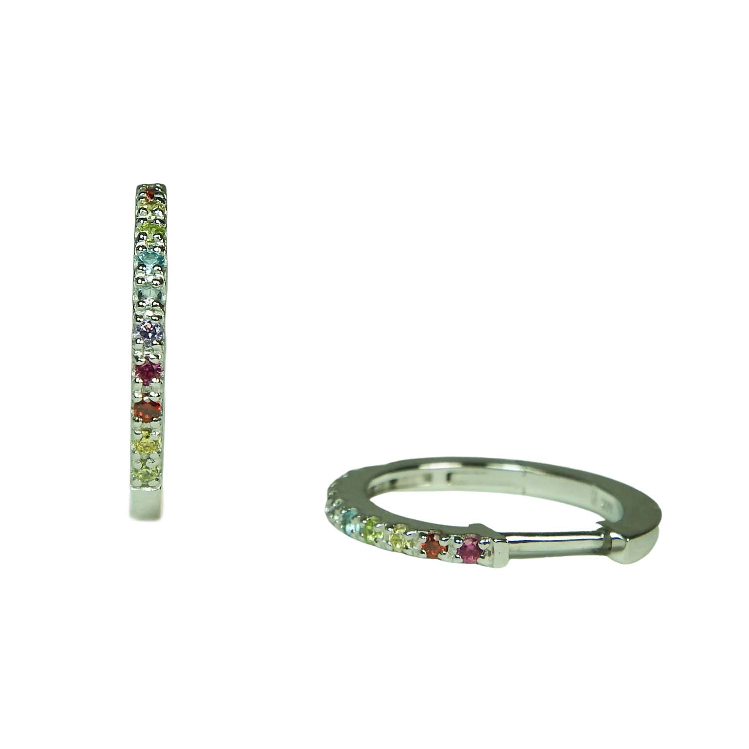 Silbercreolen mit bunten Zirkonia