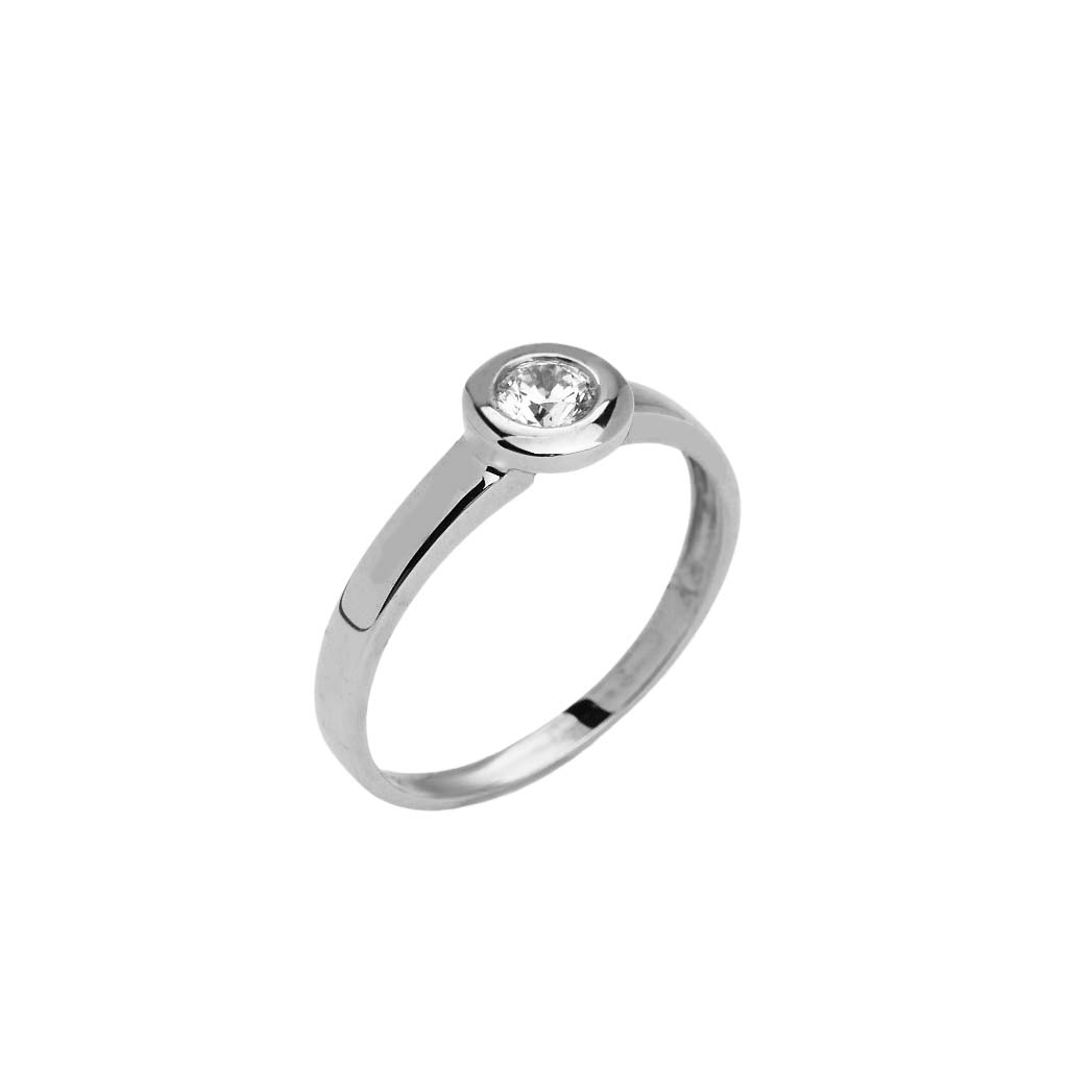 32817 Solitärring mit Zirkonia Weißgold 333/000