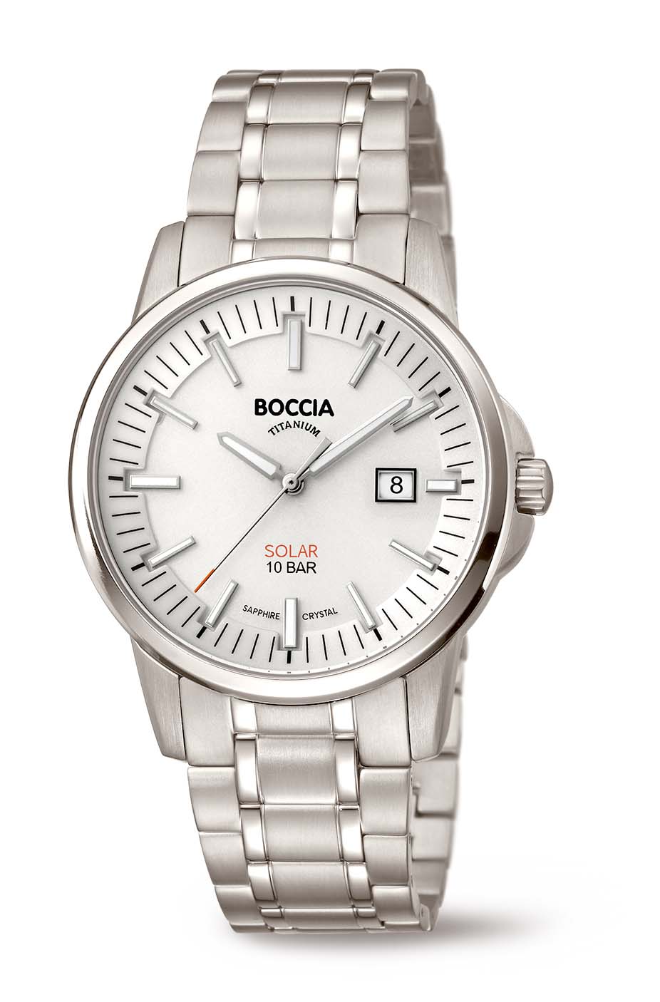 Nickelfreie Boccia Herrenuhr 3643-03 Solar Reintitan Titanuhr für Herren