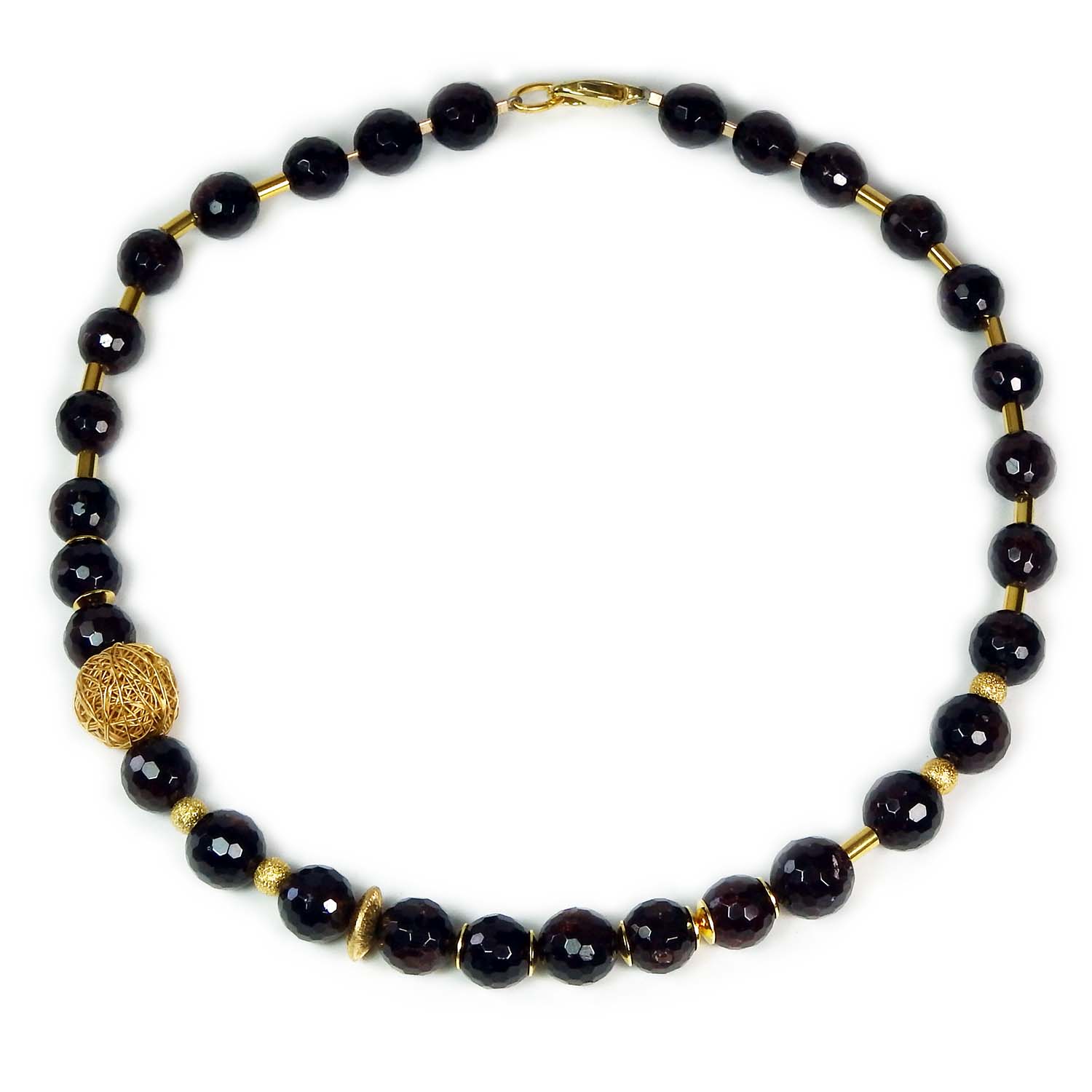 Granatkette mit vergoldeten Silberzwischenteilen Halskette für Damen