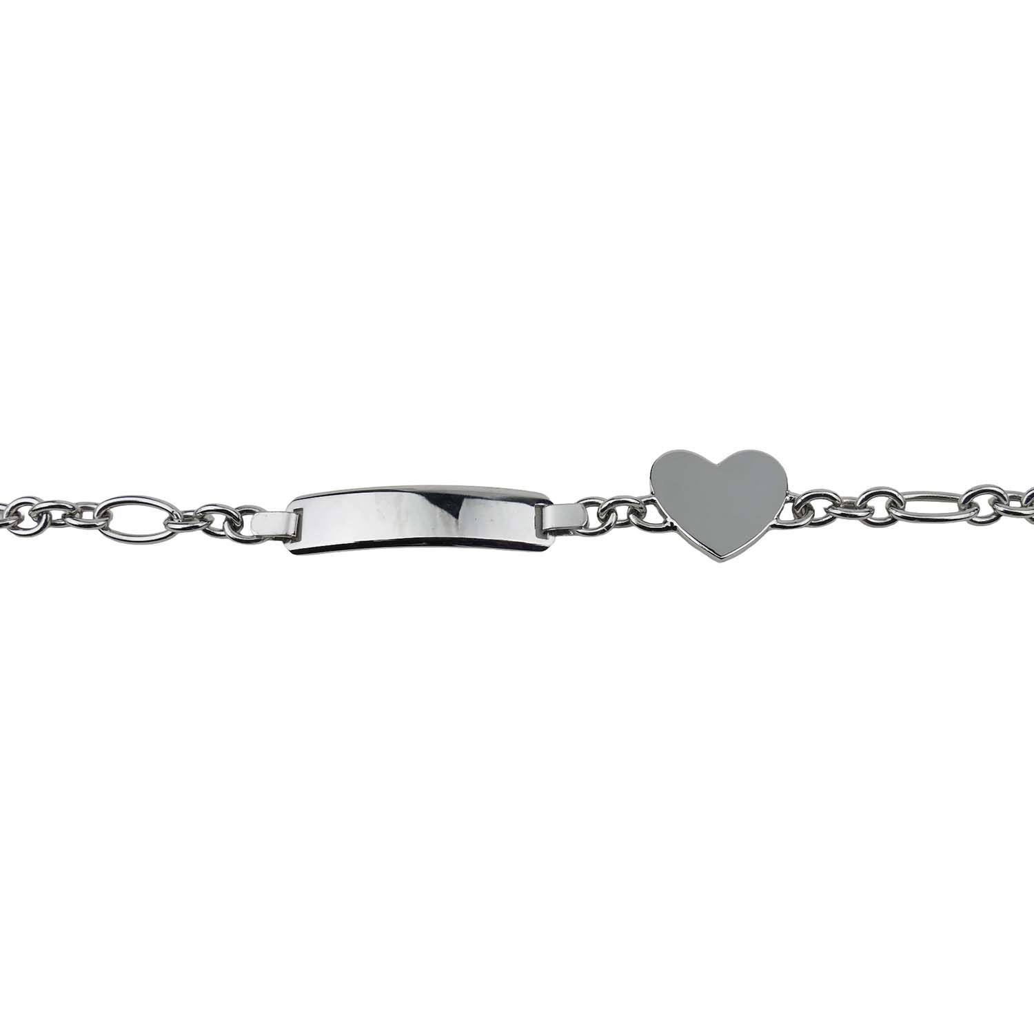 Handgearbeitetes Armband für Damen Silber mit Herz und Gravurplatte