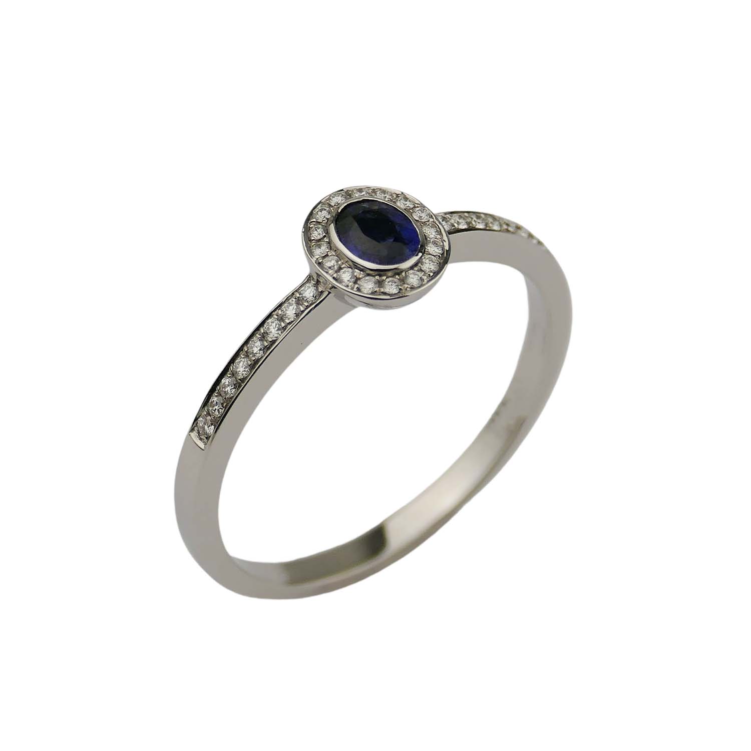32883-1 Verlobungsring Weißgold 585/000 mit Safir und Brillanten