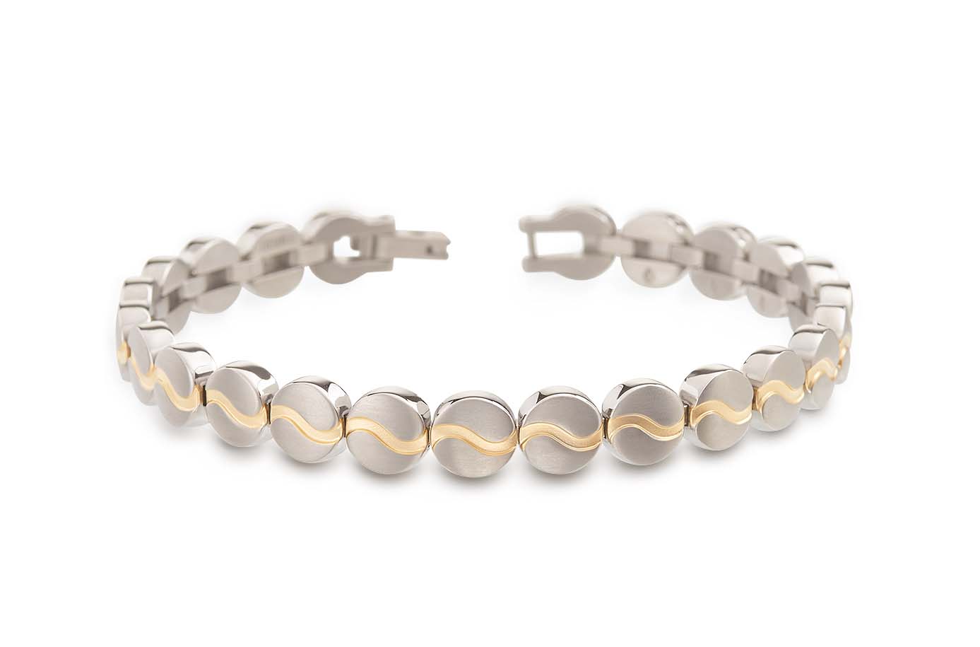 03023-02 Boccia Armband Titan bicolor goldplattiert