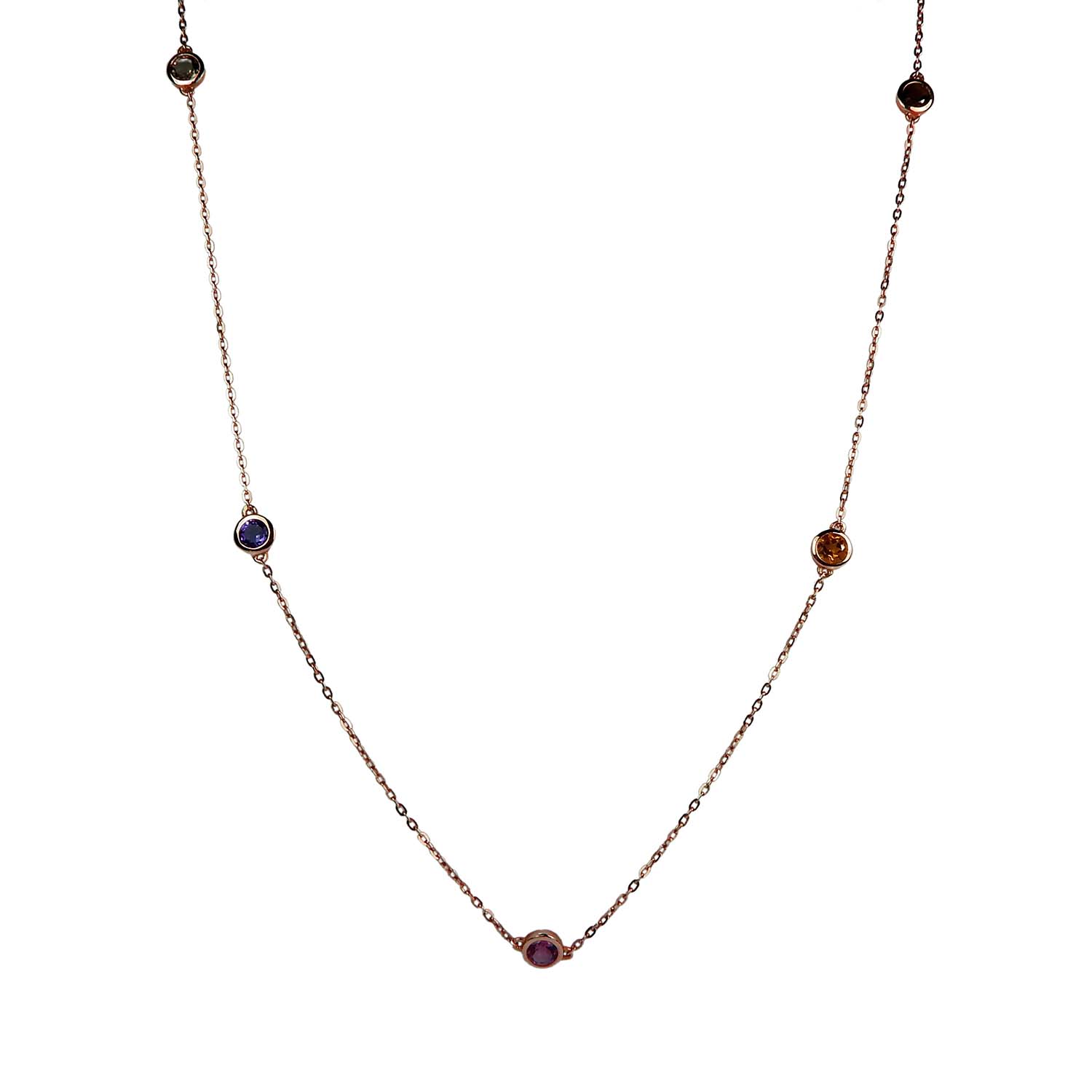 32865-1 Halskette mit Farbsteinen Roségold 585/000