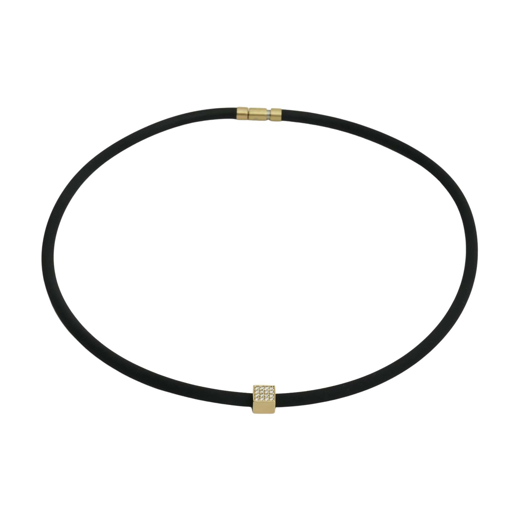 7208180-011-1 Bunz Collier Gelbgold 750/000 und Kautschuk mit Brillanten