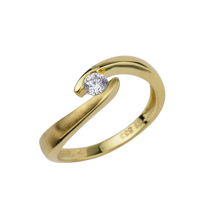 Damenring mit Zirkonia Gelbgold 333/000