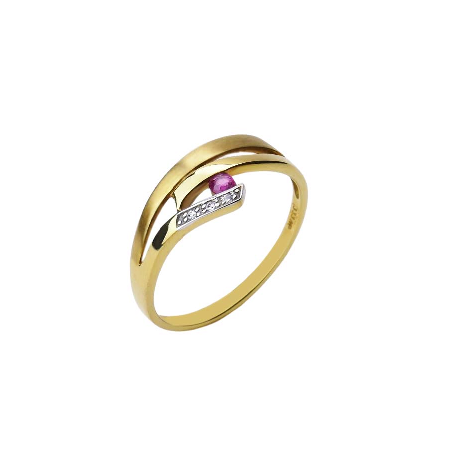 33305 Damenring Gelbgold 333/000 mit Rubin und Zirkonia