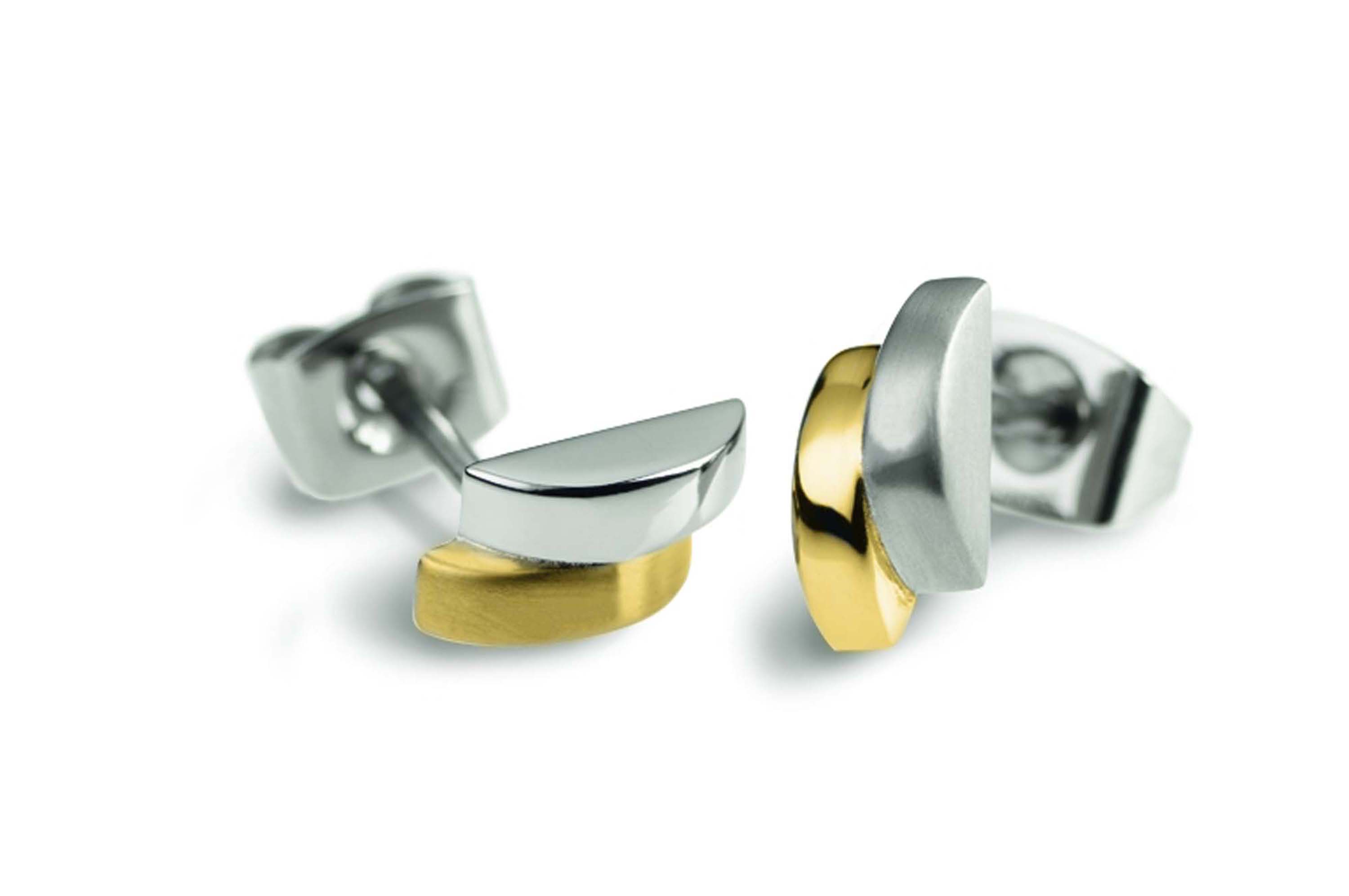 Boccia nickelfreie Ohrstecker Titan bicolor goldplattiert