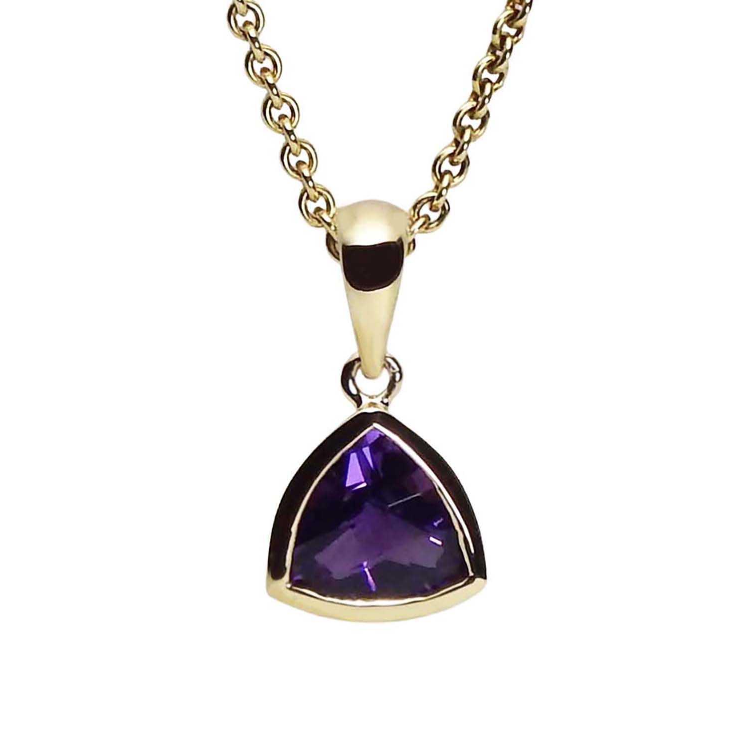 Amethystanhänger Gelbgold 585/000 Anhänger mit dreieckigem Amethyst