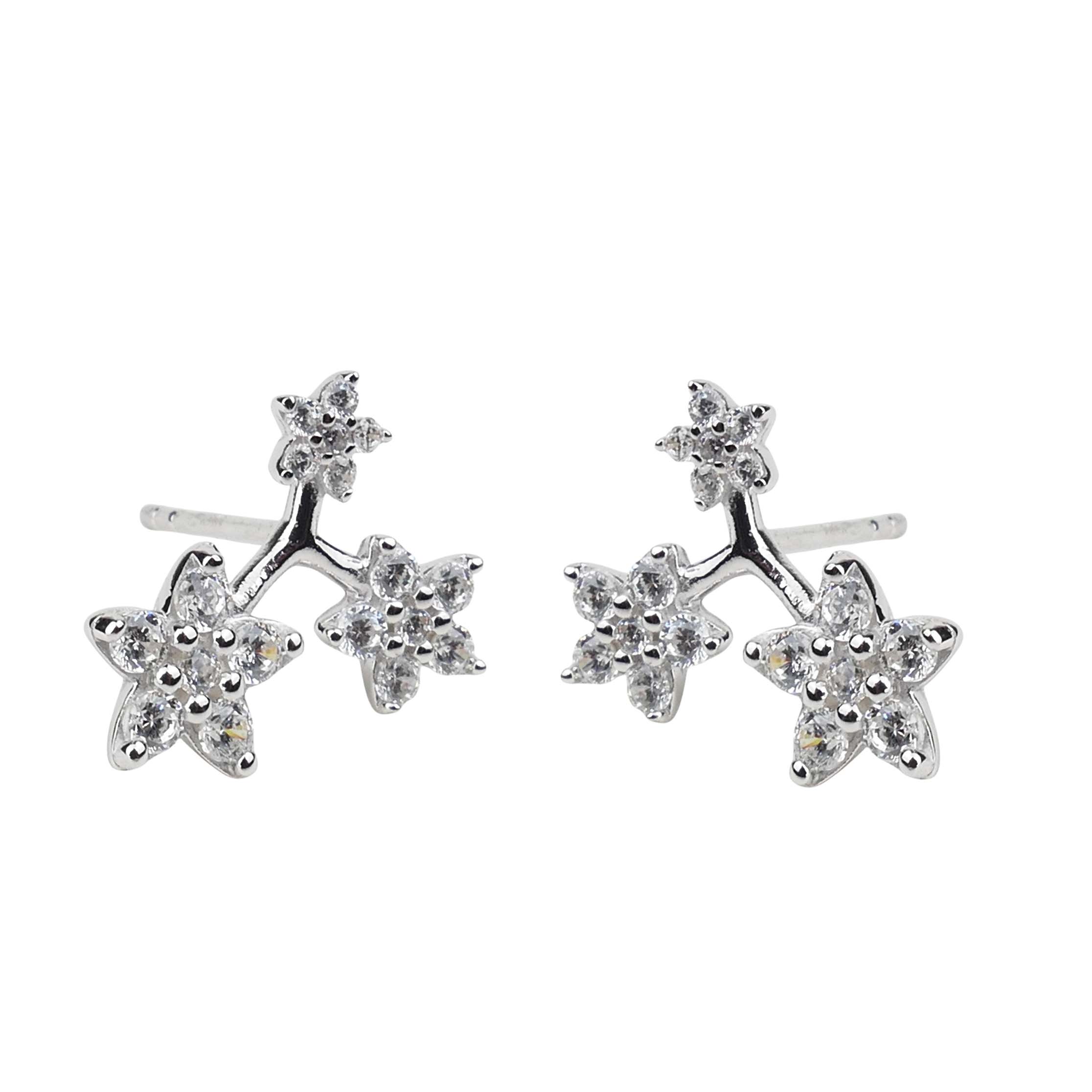 Ratius Sternchen-Ohrstecker aus rhodiniertem Silber mit Zirkonia
