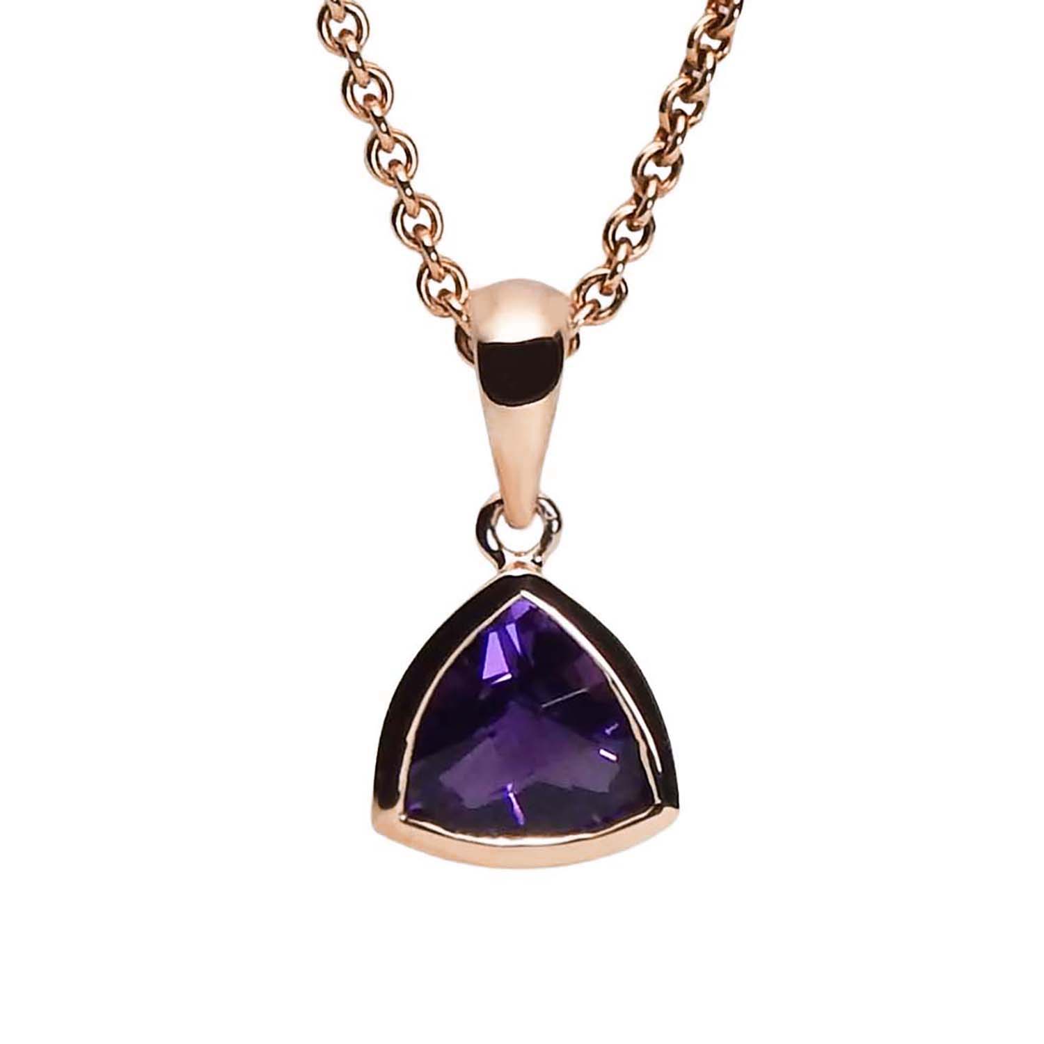 Amethystanhänger Roségold 585/000 Anhänger mit dreieckigem Amethyst