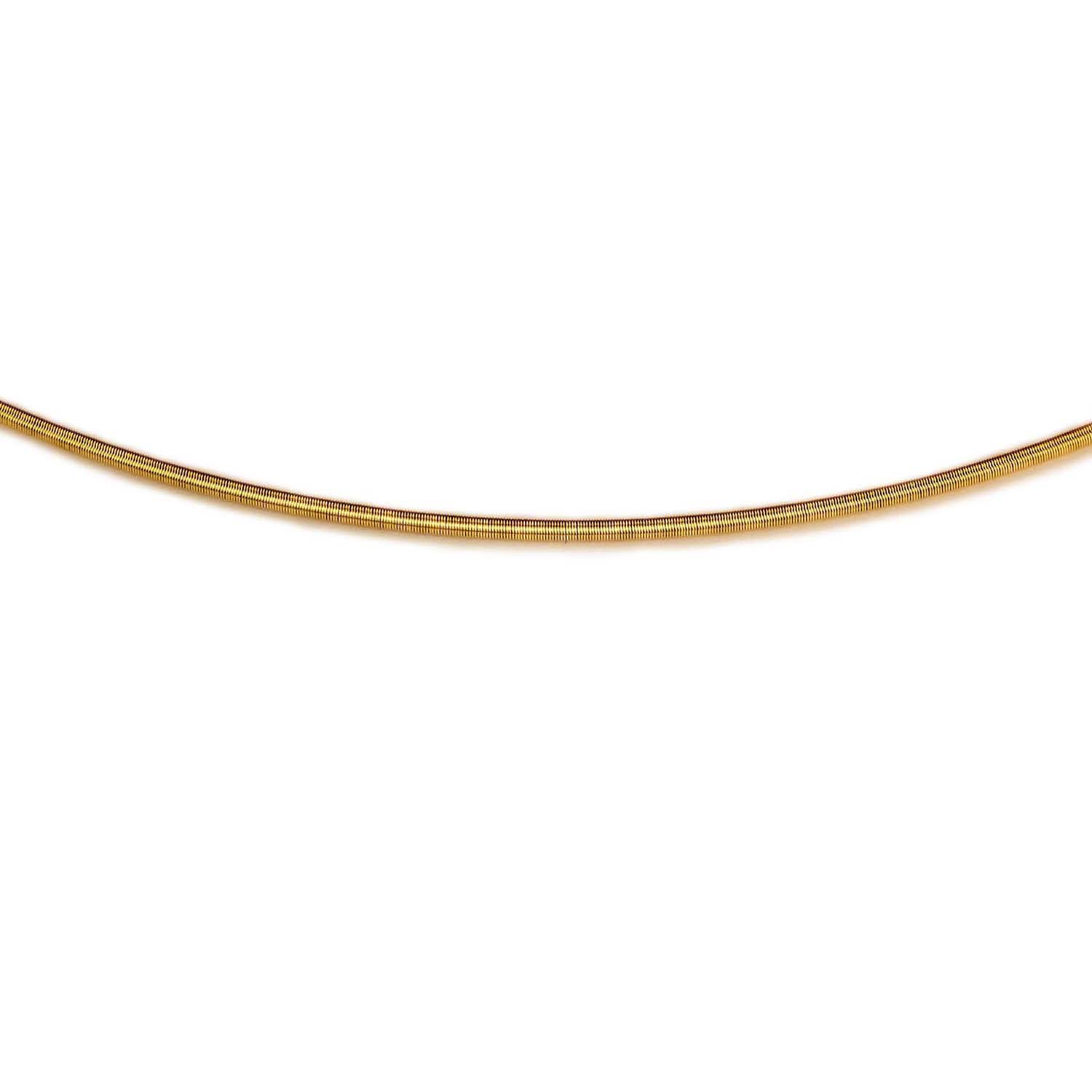 Flexibler Spiral-Halsreif 2 mm Edelstahl vergoldet mit Doppelclipschließe