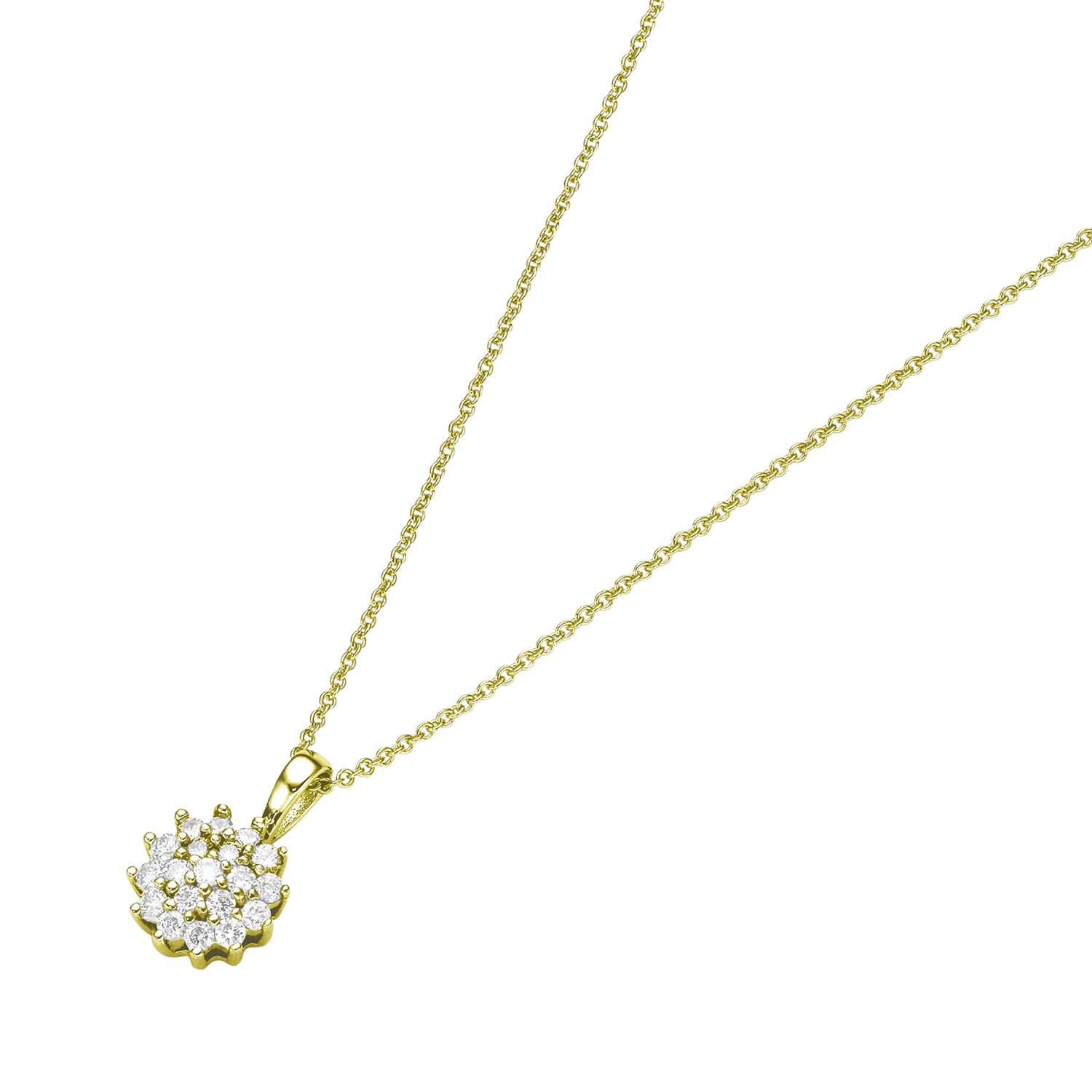 33722 Halskette mit Brillantanhänger in Blütenform Gelbgold 585/000