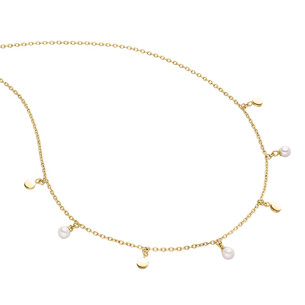 Boccia Halskette mit Perlen Titan goldplattiert