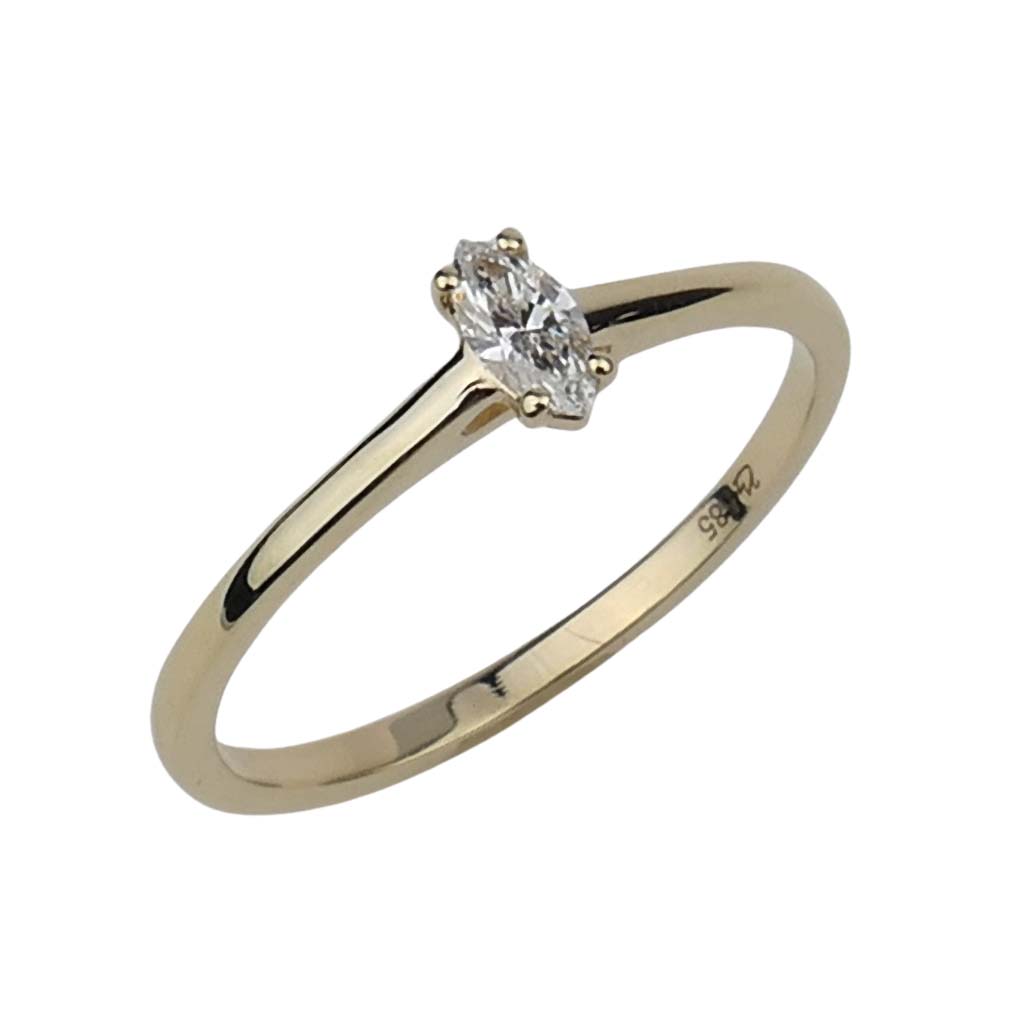 Verlobungsring Gelbgold 585/000 mit Navette-Diamant