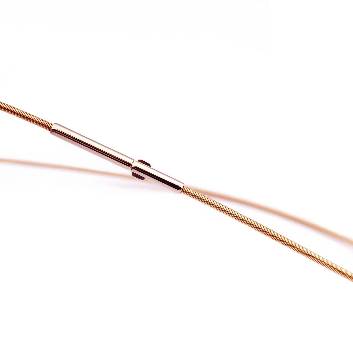 Flexibler Spiral-Halsreif 1,4 mm Edelstahl rosé vergoldet mit Doppelclipschließe