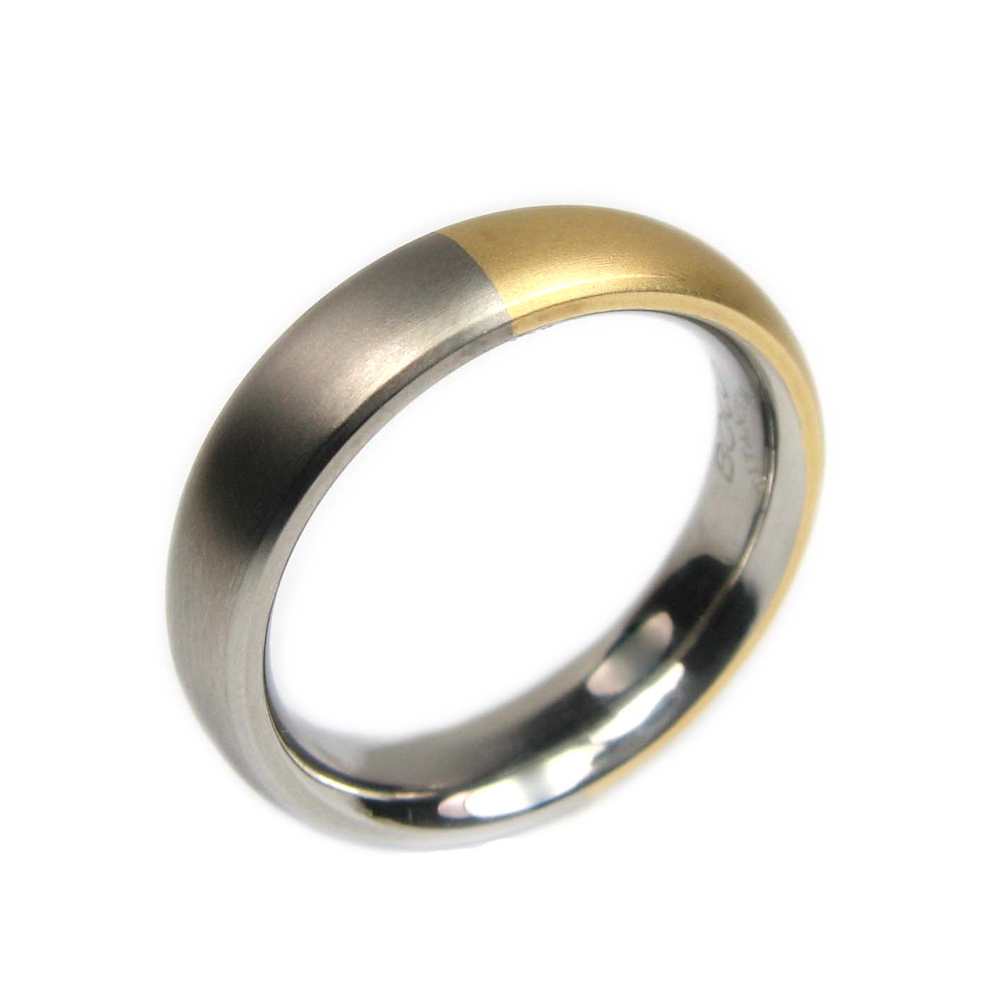 0102-04 Nickelfreier Boccia Ring Titan teil-goldplattiert Partnerring