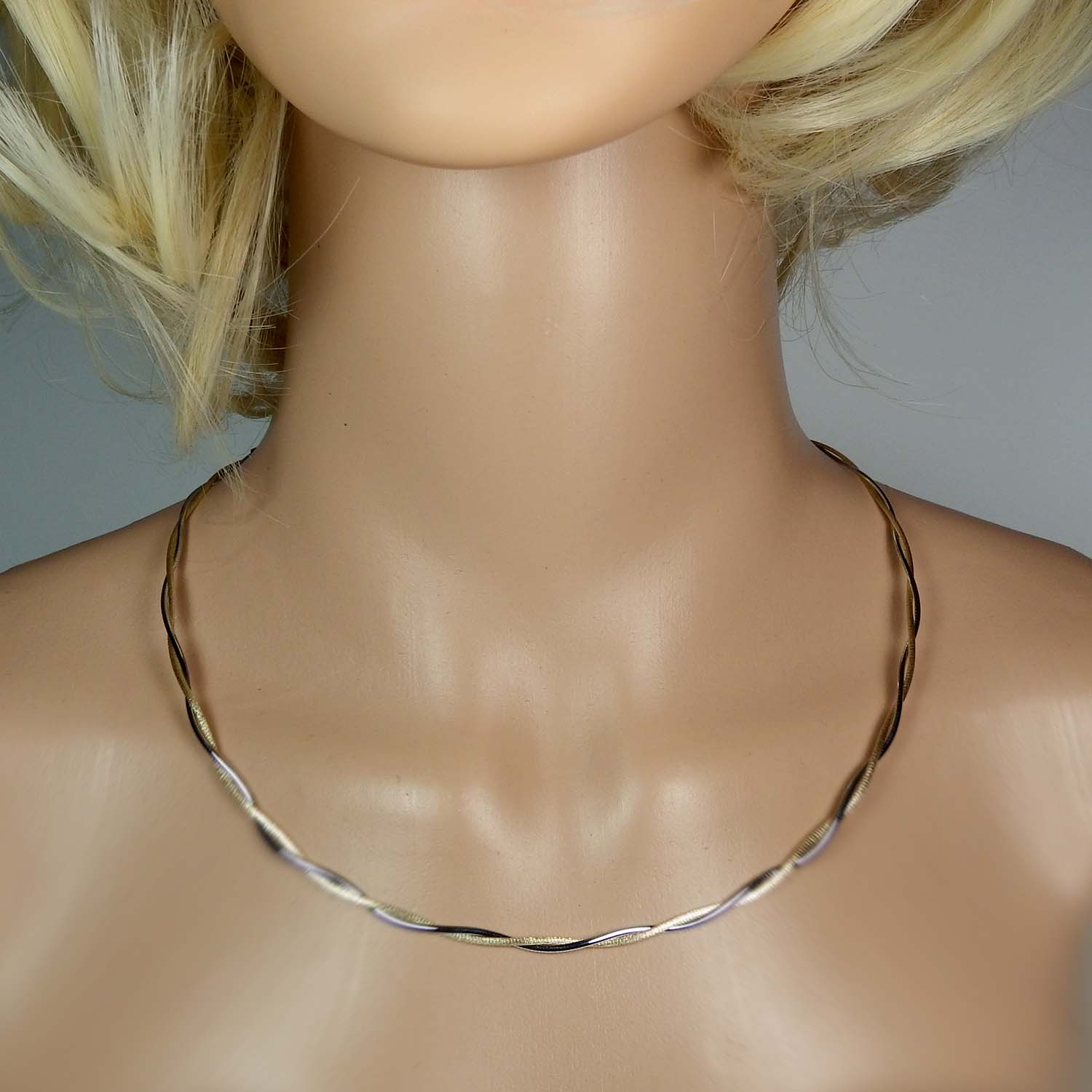 Halsreif Gold 585/000 bicolor Gelbgold und Weißgold