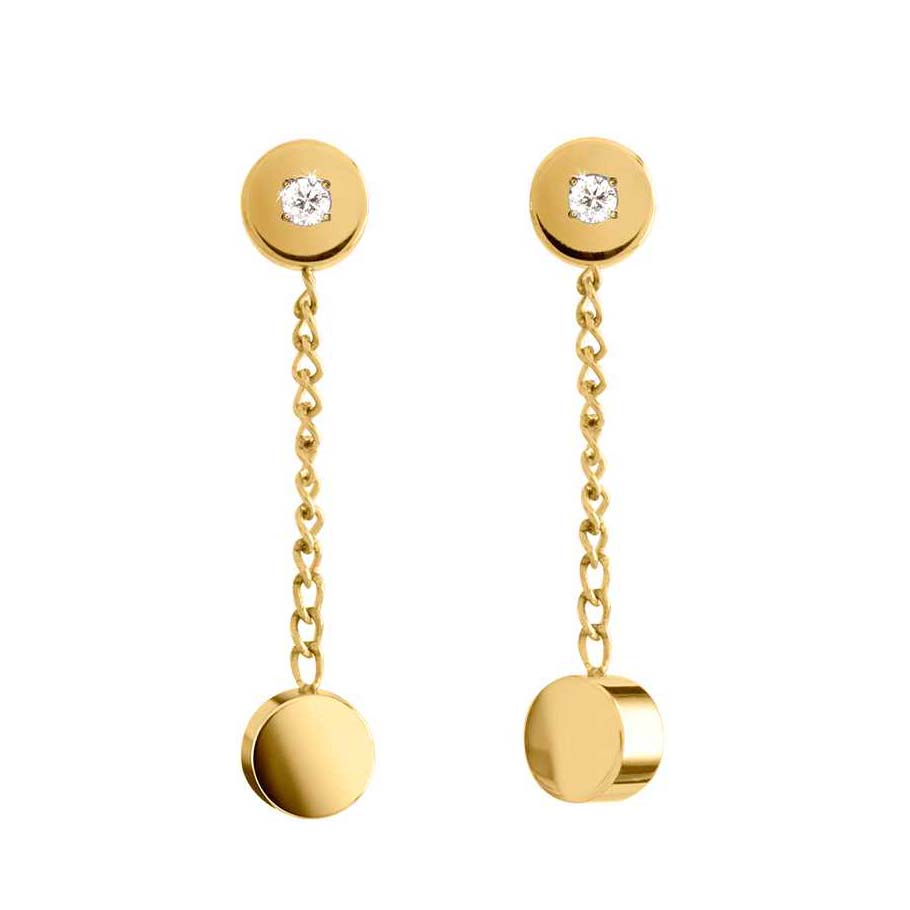 Boccia Brillantohrhänger aus goldplattiertem Titan