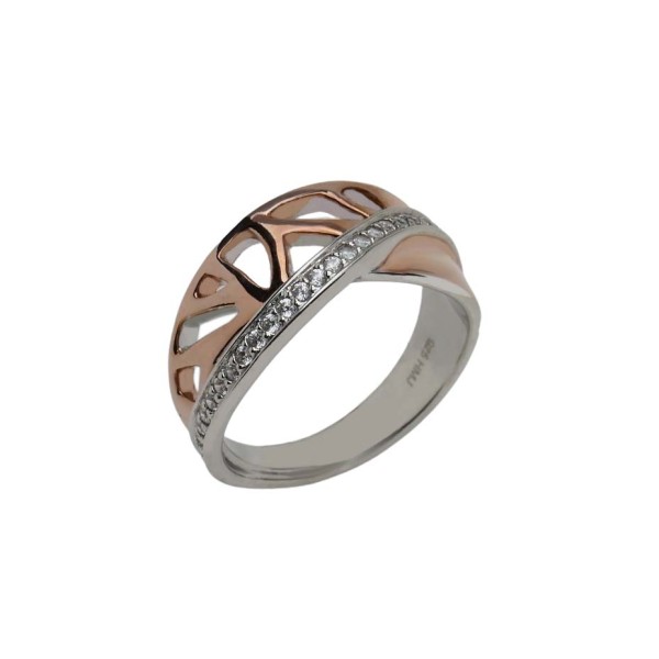 Damenring Sterlingsilber bicolor roségold mit Zirkonia